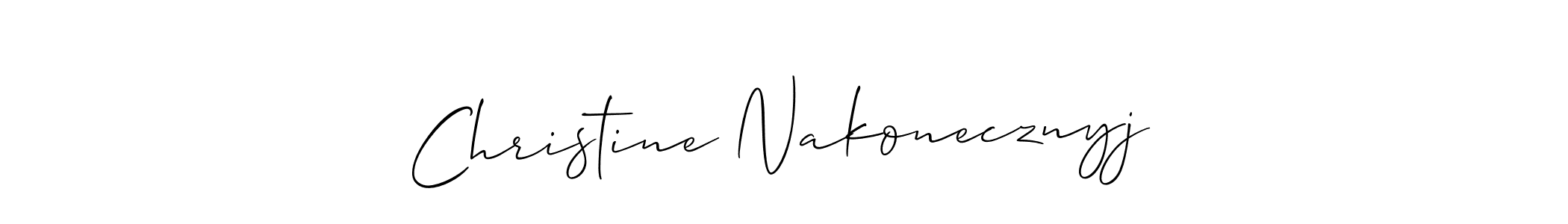 This is the best signature style for the Christine Nakonecznyj name. Also you like these signature font (Allison_Script). Mix name signature. Christine Nakonecznyj signature style 2 images and pictures png