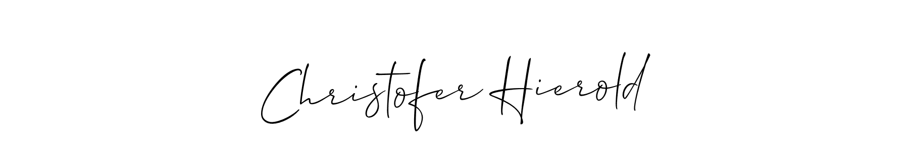Allison_Script is a professional signature style that is perfect for those who want to add a touch of class to their signature. It is also a great choice for those who want to make their signature more unique. Get Christofer Hierold name to fancy signature for free. Christofer Hierold signature style 2 images and pictures png