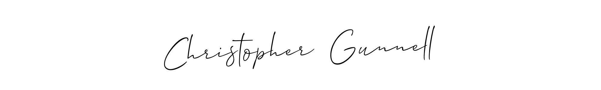 You should practise on your own different ways (Allison_Script) to write your name (Christopher  Gunnell) in signature. don't let someone else do it for you. Christopher  Gunnell signature style 2 images and pictures png