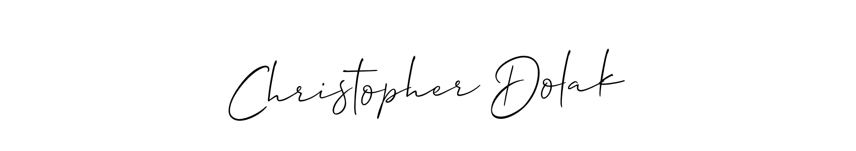 How to make Christopher Dolak name signature. Use Allison_Script style for creating short signs online. This is the latest handwritten sign. Christopher Dolak signature style 2 images and pictures png