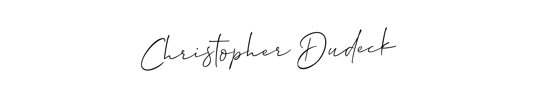 Make a beautiful signature design for name Christopher Dudeck. With this signature (Allison_Script) style, you can create a handwritten signature for free. Christopher Dudeck signature style 2 images and pictures png
