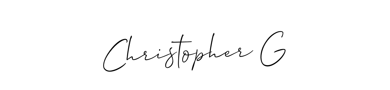 You should practise on your own different ways (Allison_Script) to write your name (Christopher G) in signature. don't let someone else do it for you. Christopher G signature style 2 images and pictures png