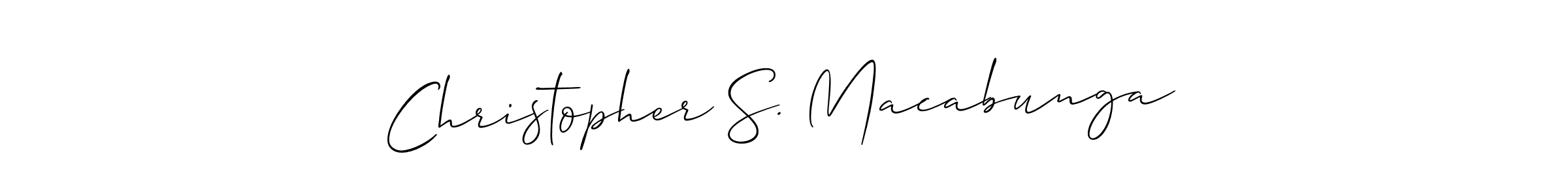 if you are searching for the best signature style for your name Christopher S. Macabunga. so please give up your signature search. here we have designed multiple signature styles  using Allison_Script. Christopher S. Macabunga signature style 2 images and pictures png