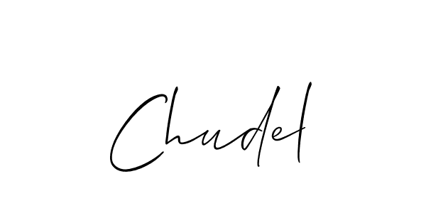 It looks lik you need a new signature style for name Chudel. Design unique handwritten (Allison_Script) signature with our free signature maker in just a few clicks. Chudel signature style 2 images and pictures png