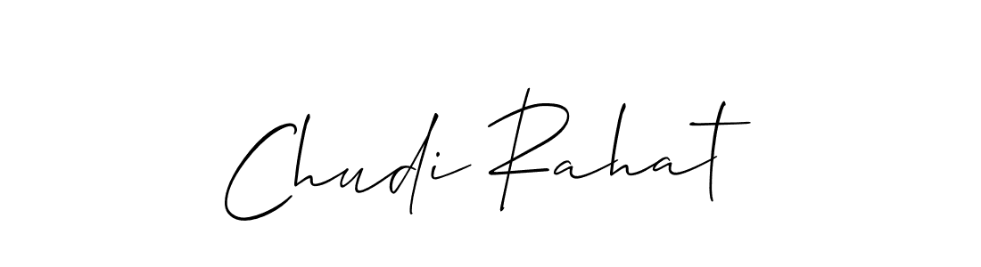 Make a beautiful signature design for name Chudi Rahat. With this signature (Allison_Script) style, you can create a handwritten signature for free. Chudi Rahat signature style 2 images and pictures png