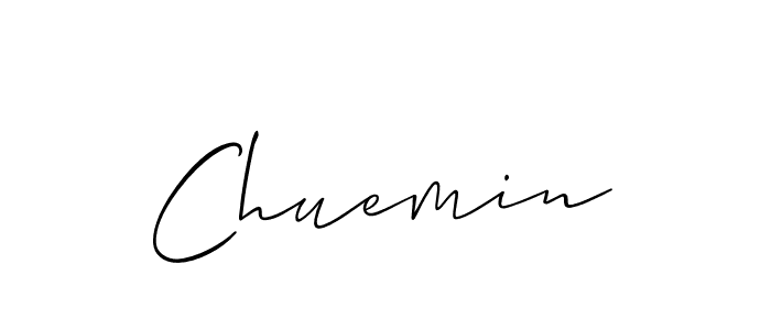 if you are searching for the best signature style for your name Chuemin. so please give up your signature search. here we have designed multiple signature styles  using Allison_Script. Chuemin signature style 2 images and pictures png