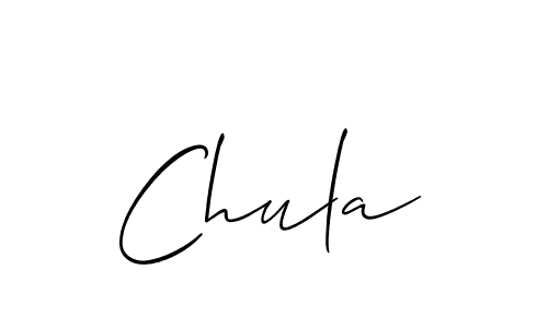 Design your own signature with our free online signature maker. With this signature software, you can create a handwritten (Allison_Script) signature for name Chula. Chula signature style 2 images and pictures png