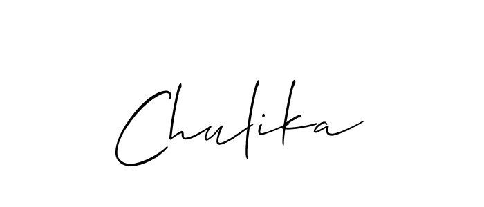 How to make Chulika signature? Allison_Script is a professional autograph style. Create handwritten signature for Chulika name. Chulika signature style 2 images and pictures png