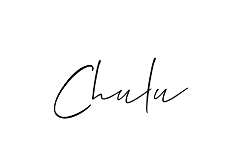Use a signature maker to create a handwritten signature online. With this signature software, you can design (Allison_Script) your own signature for name Chulu. Chulu signature style 2 images and pictures png