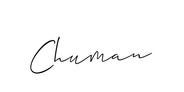 Make a beautiful signature design for name Chuman. With this signature (Allison_Script) style, you can create a handwritten signature for free. Chuman signature style 2 images and pictures png