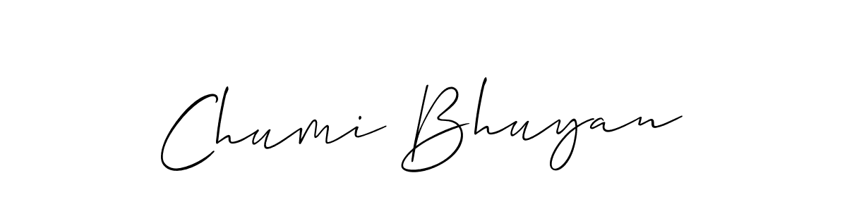 How to make Chumi Bhuyan name signature. Use Allison_Script style for creating short signs online. This is the latest handwritten sign. Chumi Bhuyan signature style 2 images and pictures png