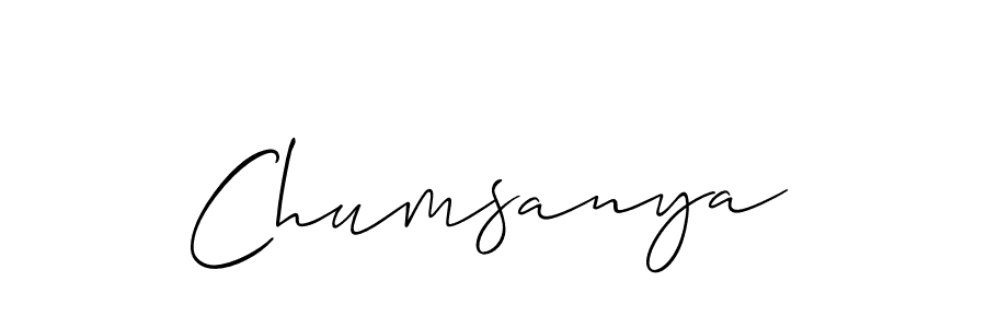 Use a signature maker to create a handwritten signature online. With this signature software, you can design (Allison_Script) your own signature for name Chumsanya. Chumsanya signature style 2 images and pictures png