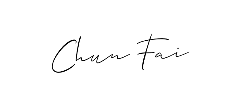 if you are searching for the best signature style for your name Chun Fai. so please give up your signature search. here we have designed multiple signature styles  using Allison_Script. Chun Fai signature style 2 images and pictures png