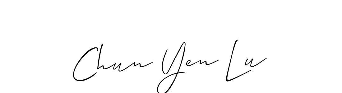 How to Draw Chun Yen Lu signature style? Allison_Script is a latest design signature styles for name Chun Yen Lu. Chun Yen Lu signature style 2 images and pictures png