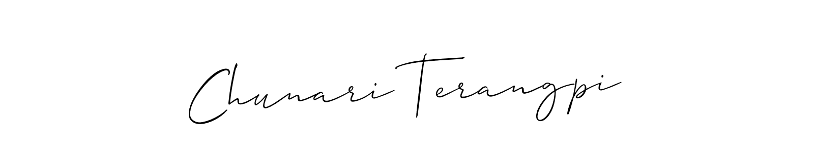 Use a signature maker to create a handwritten signature online. With this signature software, you can design (Allison_Script) your own signature for name Chunari Terangpi. Chunari Terangpi signature style 2 images and pictures png