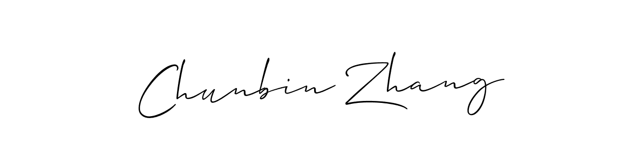Allison_Script is a professional signature style that is perfect for those who want to add a touch of class to their signature. It is also a great choice for those who want to make their signature more unique. Get Chunbin Zhang name to fancy signature for free. Chunbin Zhang signature style 2 images and pictures png
