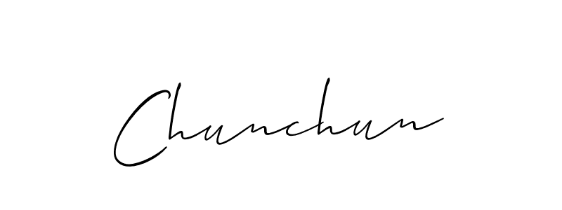 if you are searching for the best signature style for your name Chunchun. so please give up your signature search. here we have designed multiple signature styles  using Allison_Script. Chunchun signature style 2 images and pictures png