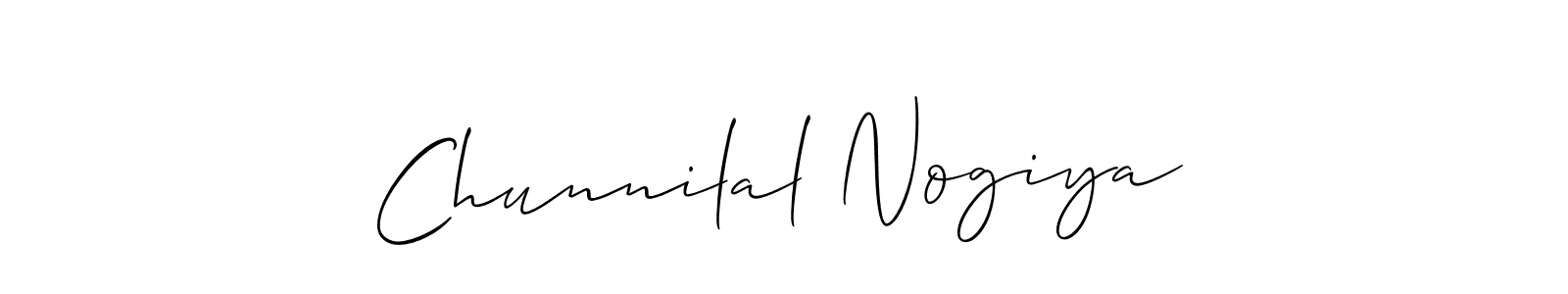 The best way (Allison_Script) to make a short signature is to pick only two or three words in your name. The name Chunnilal Nogiya include a total of six letters. For converting this name. Chunnilal Nogiya signature style 2 images and pictures png