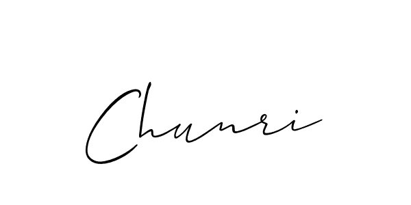 Design your own signature with our free online signature maker. With this signature software, you can create a handwritten (Allison_Script) signature for name Chunri. Chunri signature style 2 images and pictures png