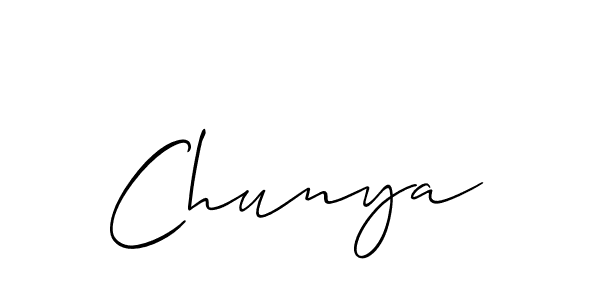 Also You can easily find your signature by using the search form. We will create Chunya name handwritten signature images for you free of cost using Allison_Script sign style. Chunya signature style 2 images and pictures png