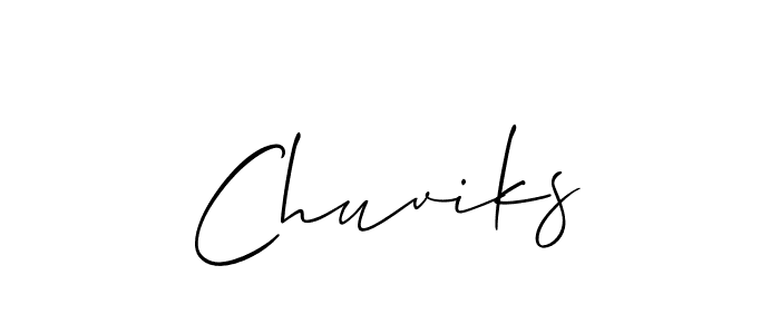 Design your own signature with our free online signature maker. With this signature software, you can create a handwritten (Allison_Script) signature for name Chuviks. Chuviks signature style 2 images and pictures png