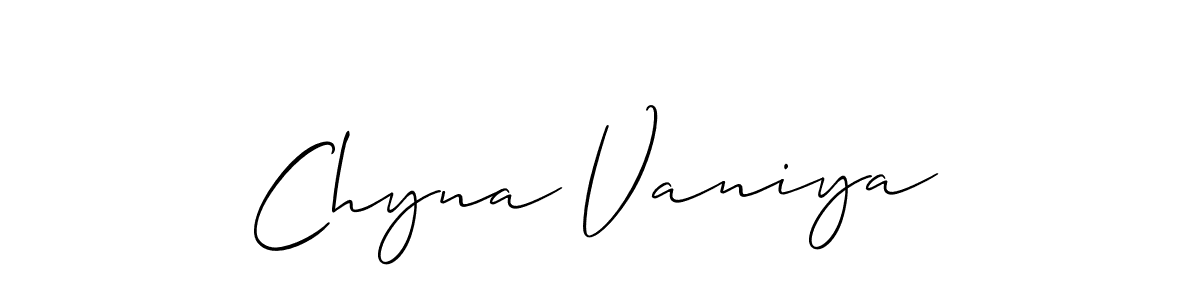 Create a beautiful signature design for name Chyna Vaniya. With this signature (Allison_Script) fonts, you can make a handwritten signature for free. Chyna Vaniya signature style 2 images and pictures png