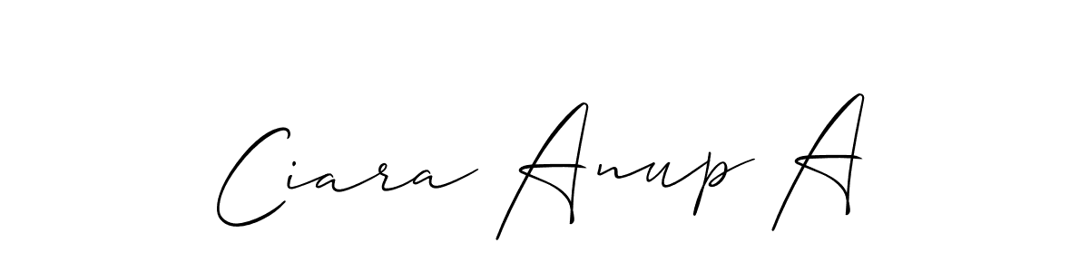 Similarly Allison_Script is the best handwritten signature design. Signature creator online .You can use it as an online autograph creator for name Ciara Anup A. Ciara Anup A signature style 2 images and pictures png
