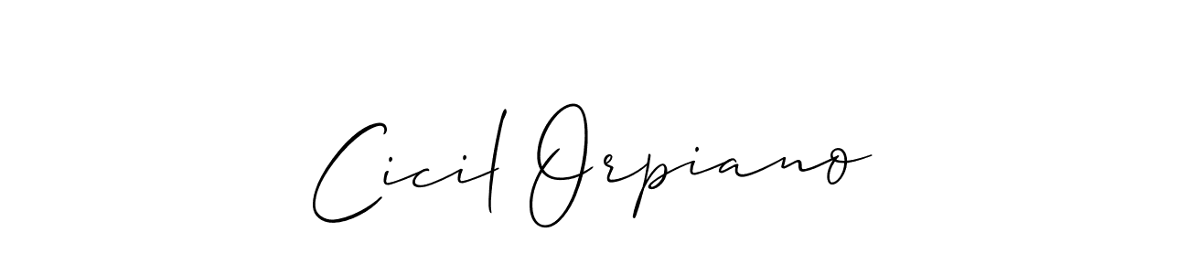 How to make Cicil Orpiano name signature. Use Allison_Script style for creating short signs online. This is the latest handwritten sign. Cicil Orpiano signature style 2 images and pictures png