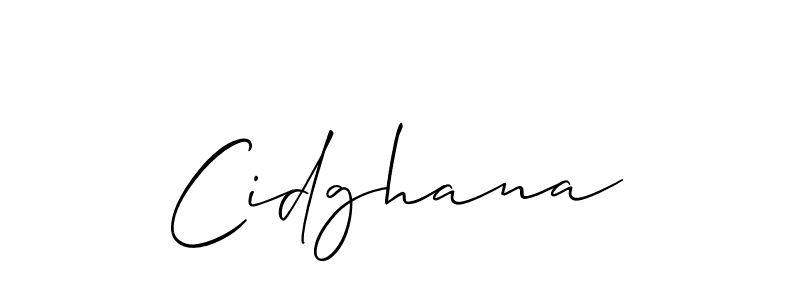 Use a signature maker to create a handwritten signature online. With this signature software, you can design (Allison_Script) your own signature for name Cidghana. Cidghana signature style 2 images and pictures png