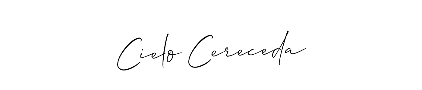 Make a short Cielo Cereceda signature style. Manage your documents anywhere anytime using Allison_Script. Create and add eSignatures, submit forms, share and send files easily. Cielo Cereceda signature style 2 images and pictures png