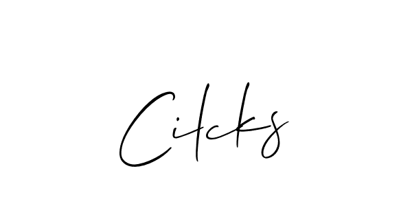 The best way (Allison_Script) to make a short signature is to pick only two or three words in your name. The name Cilcks include a total of six letters. For converting this name. Cilcks signature style 2 images and pictures png