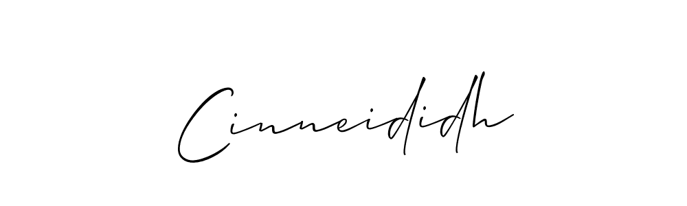 Use a signature maker to create a handwritten signature online. With this signature software, you can design (Allison_Script) your own signature for name Cinneididh. Cinneididh signature style 2 images and pictures png