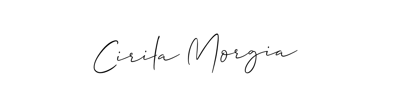 You should practise on your own different ways (Allison_Script) to write your name (Cirila Morgia) in signature. don't let someone else do it for you. Cirila Morgia signature style 2 images and pictures png