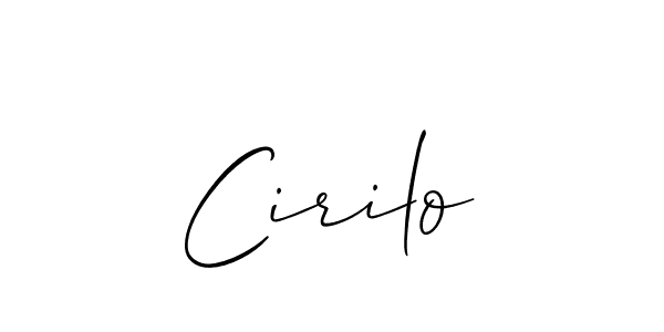 It looks lik you need a new signature style for name Cirilo. Design unique handwritten (Allison_Script) signature with our free signature maker in just a few clicks. Cirilo signature style 2 images and pictures png