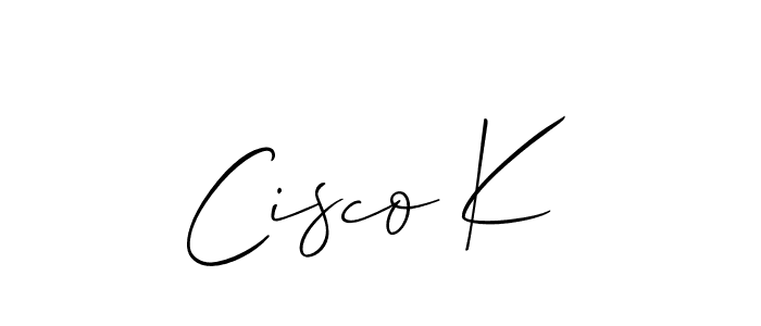 Allison_Script is a professional signature style that is perfect for those who want to add a touch of class to their signature. It is also a great choice for those who want to make their signature more unique. Get Cisco K name to fancy signature for free. Cisco K signature style 2 images and pictures png