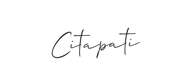 The best way (Allison_Script) to make a short signature is to pick only two or three words in your name. The name Citapati include a total of six letters. For converting this name. Citapati signature style 2 images and pictures png