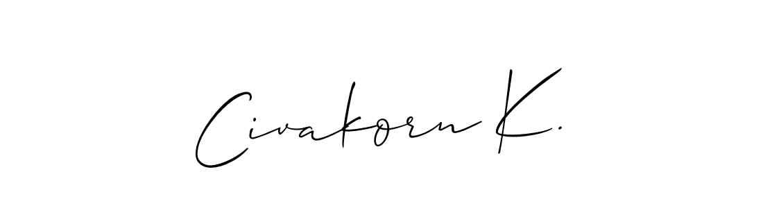 if you are searching for the best signature style for your name Civakorn K.. so please give up your signature search. here we have designed multiple signature styles  using Allison_Script. Civakorn K. signature style 2 images and pictures png