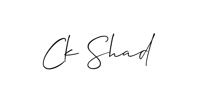 Design your own signature with our free online signature maker. With this signature software, you can create a handwritten (Allison_Script) signature for name Ck Shad. Ck Shad signature style 2 images and pictures png