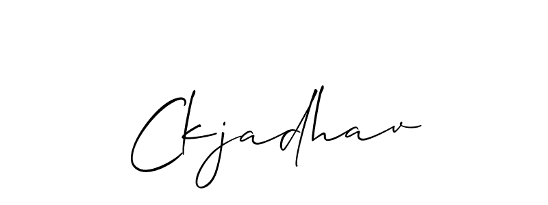 The best way (Allison_Script) to make a short signature is to pick only two or three words in your name. The name Ckjadhav include a total of six letters. For converting this name. Ckjadhav signature style 2 images and pictures png