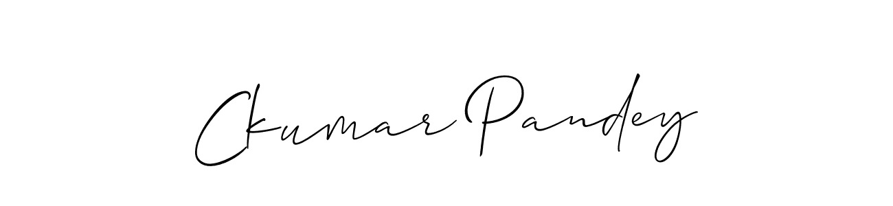 The best way (Allison_Script) to make a short signature is to pick only two or three words in your name. The name Ckumar Pandey include a total of six letters. For converting this name. Ckumar Pandey signature style 2 images and pictures png