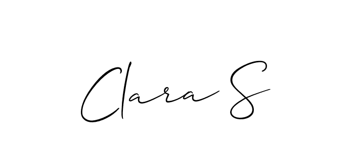 The best way (Allison_Script) to make a short signature is to pick only two or three words in your name. The name Clara S include a total of six letters. For converting this name. Clara S signature style 2 images and pictures png