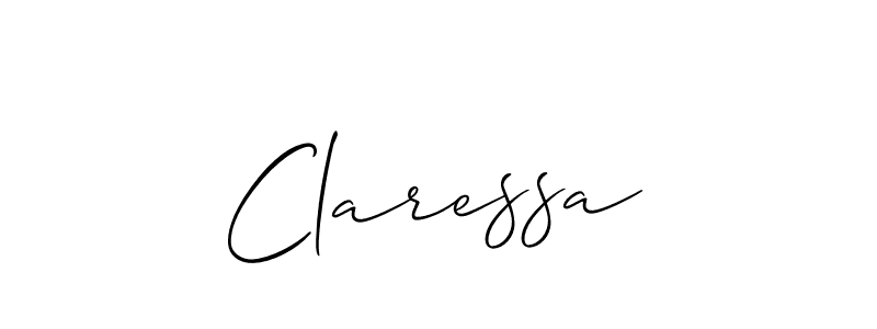 The best way (Allison_Script) to make a short signature is to pick only two or three words in your name. The name Claressa include a total of six letters. For converting this name. Claressa signature style 2 images and pictures png