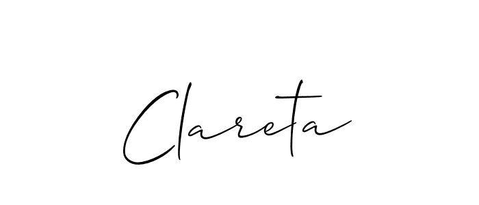 Also You can easily find your signature by using the search form. We will create Clareta name handwritten signature images for you free of cost using Allison_Script sign style. Clareta signature style 2 images and pictures png