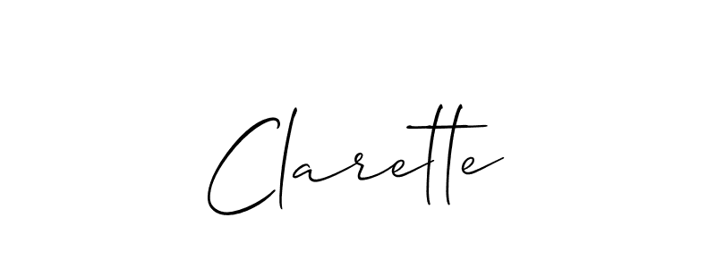 Create a beautiful signature design for name Clarette. With this signature (Allison_Script) fonts, you can make a handwritten signature for free. Clarette signature style 2 images and pictures png