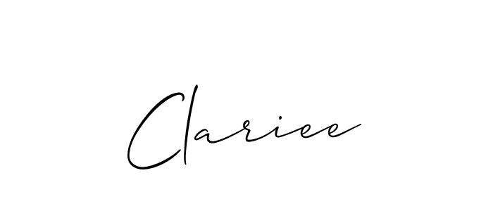 Design your own signature with our free online signature maker. With this signature software, you can create a handwritten (Allison_Script) signature for name Clariee. Clariee signature style 2 images and pictures png