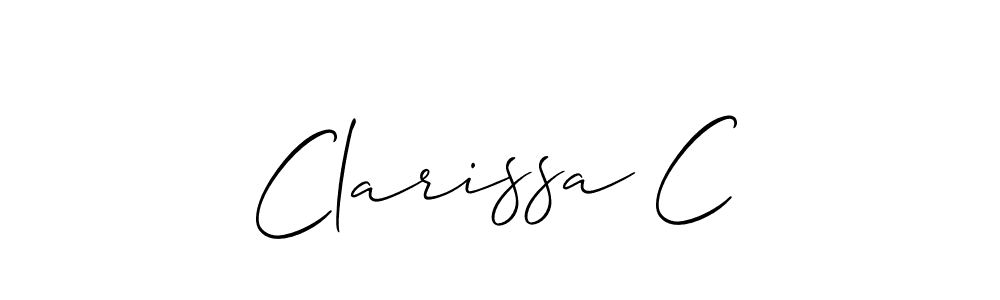 Allison_Script is a professional signature style that is perfect for those who want to add a touch of class to their signature. It is also a great choice for those who want to make their signature more unique. Get Clarissa C name to fancy signature for free. Clarissa C signature style 2 images and pictures png