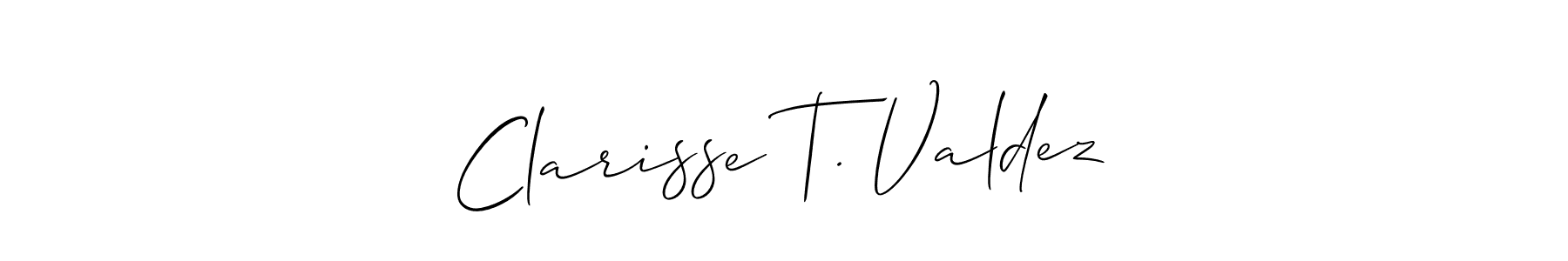 The best way (Allison_Script) to make a short signature is to pick only two or three words in your name. The name Clarisse T. Valdez include a total of six letters. For converting this name. Clarisse T. Valdez signature style 2 images and pictures png