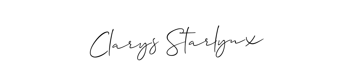 How to make Clarys Starlynx name signature. Use Allison_Script style for creating short signs online. This is the latest handwritten sign. Clarys Starlynx signature style 2 images and pictures png