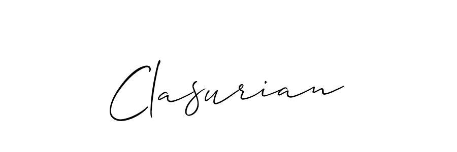 Create a beautiful signature design for name Clasurian. With this signature (Allison_Script) fonts, you can make a handwritten signature for free. Clasurian signature style 2 images and pictures png