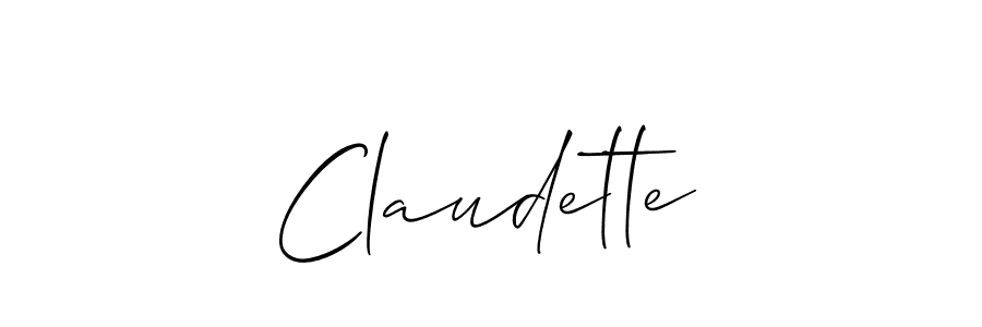 Design your own signature with our free online signature maker. With this signature software, you can create a handwritten (Allison_Script) signature for name Claudette. Claudette signature style 2 images and pictures png